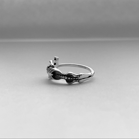 Sterling silver skeleton with cross ring, skeleton ring, cross ring, skeleton - Picture 6 of 11